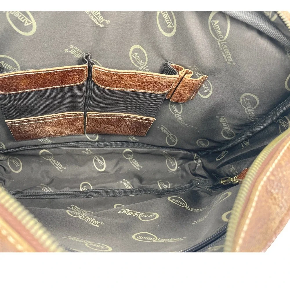 AmeriLeather Messenger Bag Mens Large Brown Leather Crossbody Satchel Vintage